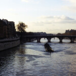 Barge on Seine in the morning